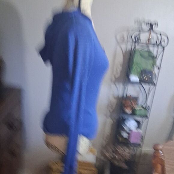 Unionbay Blue Silver Striped Hooded Women's Top - Size Large - Picture 11 of 16